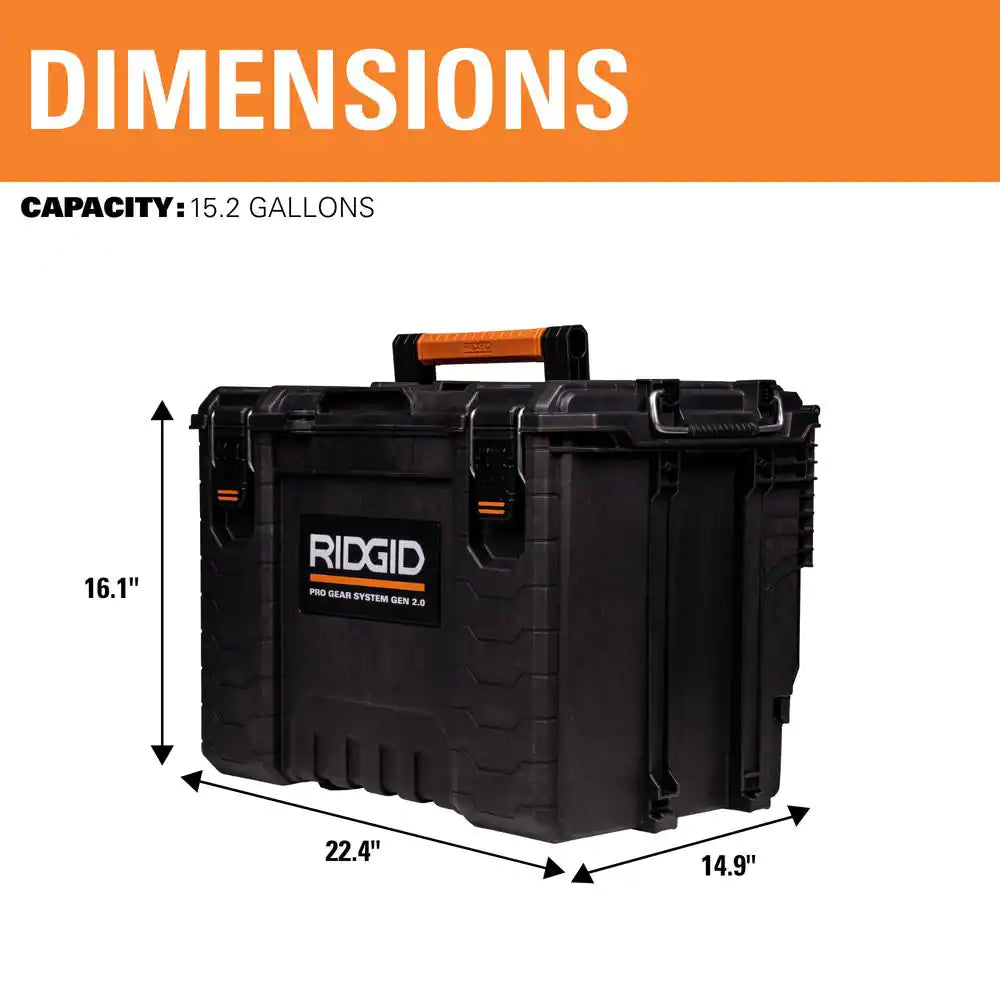 Pro Gear System Gen 2.0 Durable XL 22 In. Stackable Tool Box for Storage and Transporting