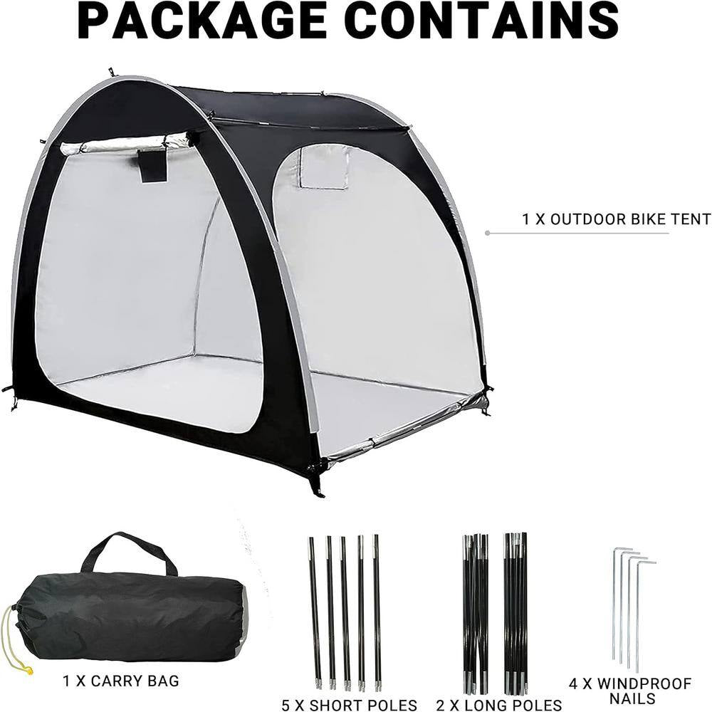 Bike Storage Shed Tent 6.9 Ft. X 4.9 Ft. Portable Foldable Outdoor Bicycle Cover Shelter with Double Doors for 3-4 Bikes
