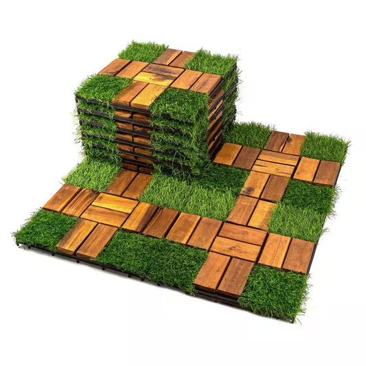 1Ft.X 1Ft. Interlocking Solid Hardwood Acacia Wood Deck Tile(10-Piece per Carton)