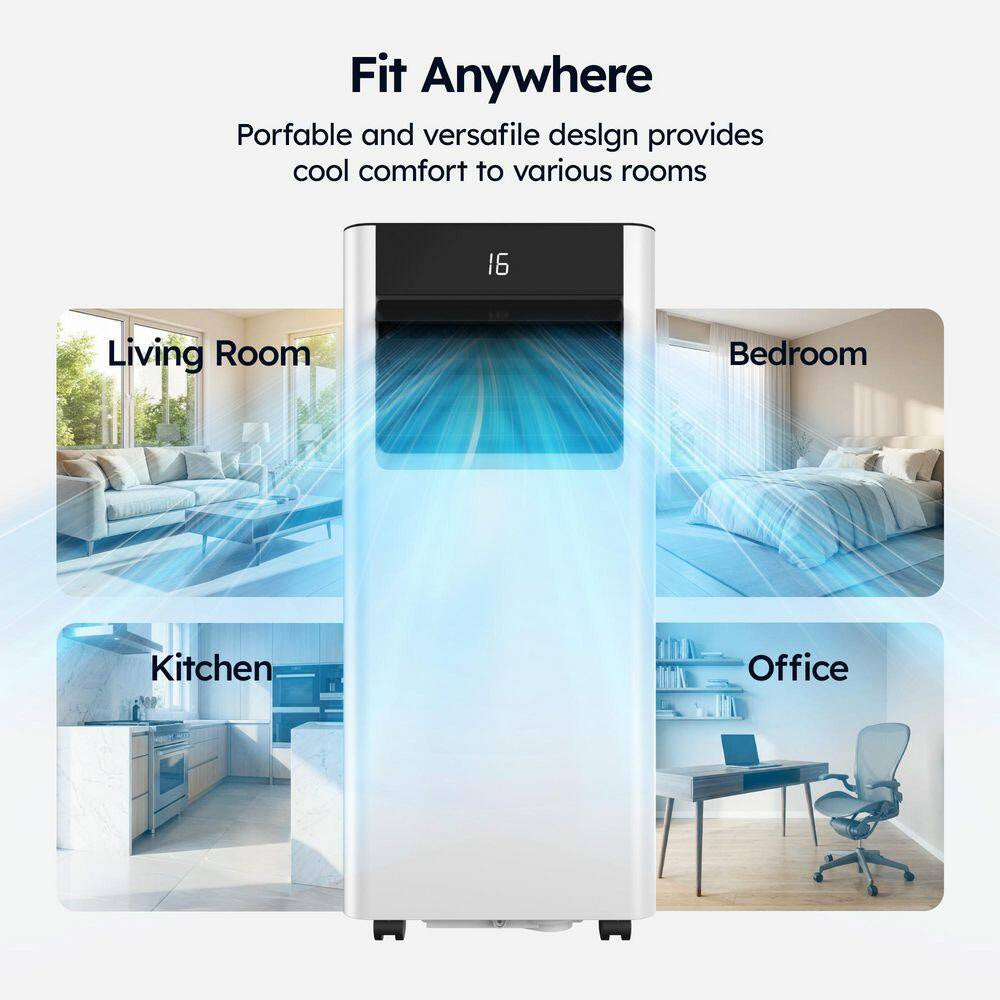 8000 BTU Portable Air Conditioner 250 Sq. Ft. with Dehumidifier and Fan in White, Wifi and Remote Control