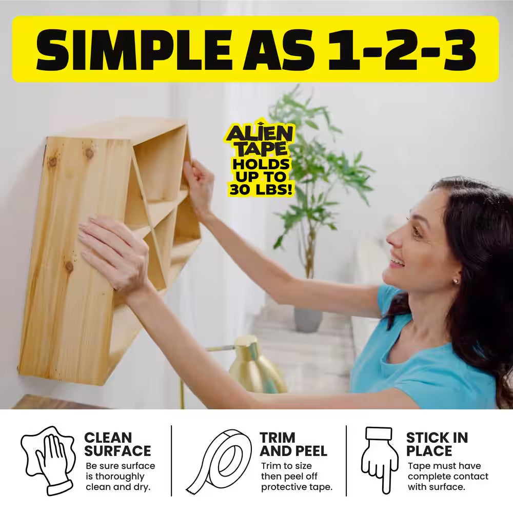 Alien Tape 10 Ft. Multi-Surface Tape Reusable Double-Sided (3-Pack)