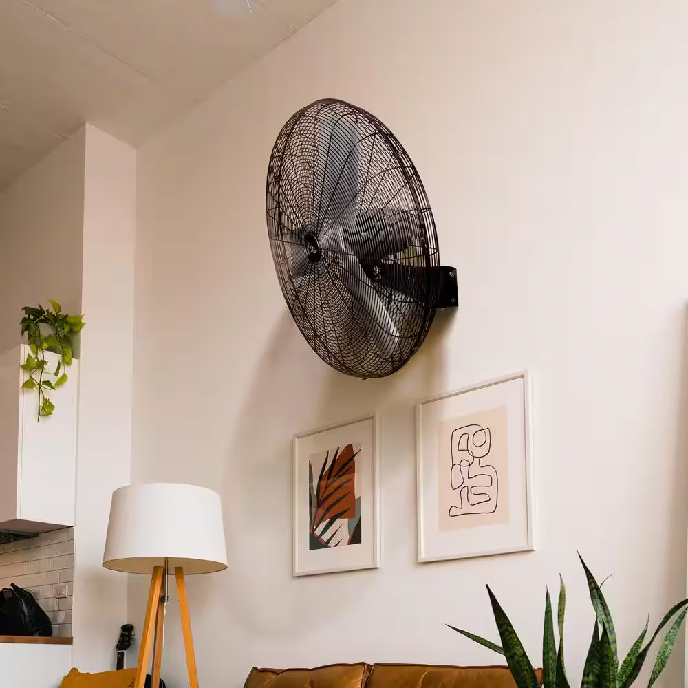 30 In. Black Tilting Mountable Heavy-Duty Commercial Strength Oscillating Wall Fan with 3 Speed Motor