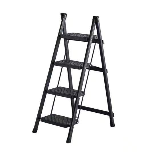 4-Step Metal Lightweight Folding Step Ladder (7.5 Ft. Reach), 330 Lb. Load Capacity Type IA Duty Rating Black