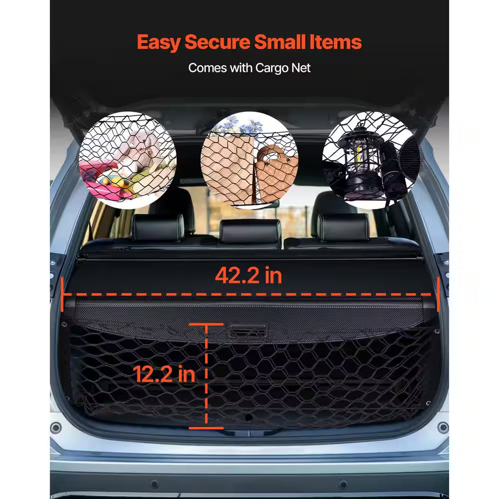 Retractable Cargo Cover, Upgraded Carbon Fiber Texture Trunk Cover, Anti-Peeping Luggage Privacy Shield