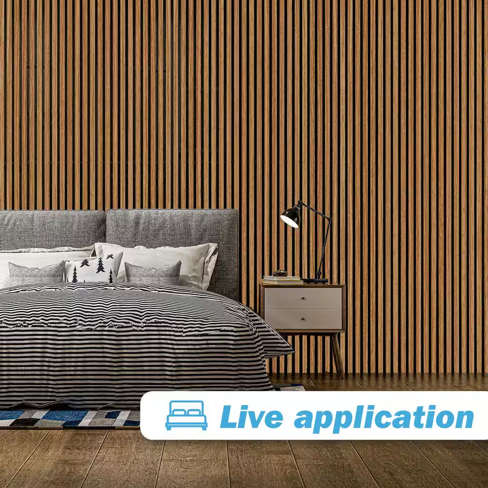 3/5 Ft. X 8 Ft. X 4/5 In. Wood Slat Acoustic Panels, MDF Decorative Teak Wall Paneling (4-Piece/21 Sq. Ft.)