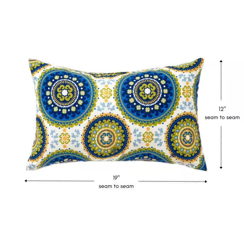 Summer Medallion Lumbar Outdoor Throw Pillow (2-Pack)