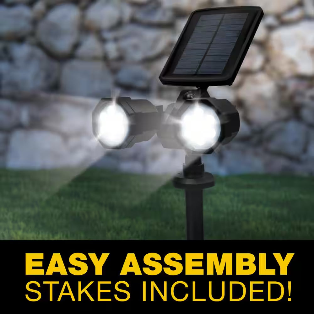 Solar Powered Motion Activated Integrated LED Black Outdoor Bionic Spotlight Duo Area Light