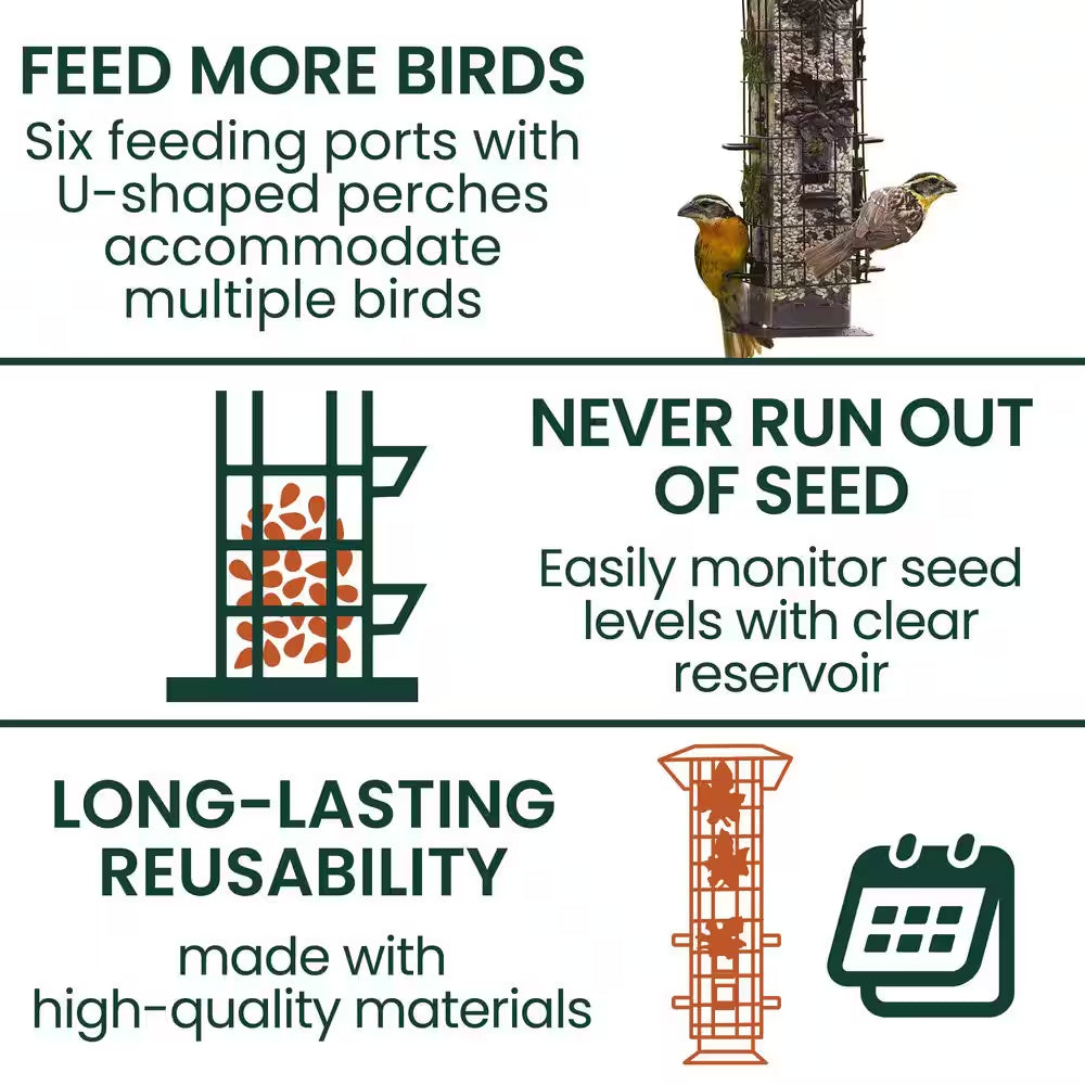 Squirrel-Be-Gone Squirrel-Resistant Metal Durable Wild Bird Feeder - 2 Lb. Capacity