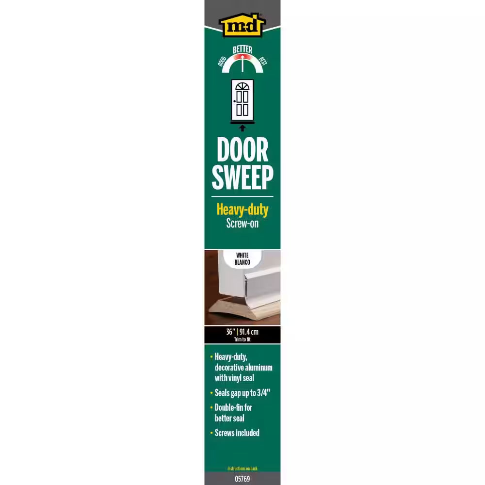 Heavy Duty 2 In. X 3/4 In. Interior/Exterior White Aluminum and Vinyl Screw-On Door Sweep