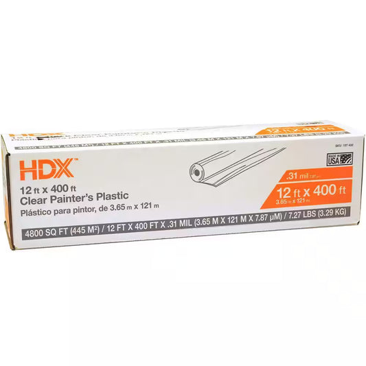 12 Ft. W X 400 Ft. L 0.31 Mil High Density Painters Plastic Sheeting