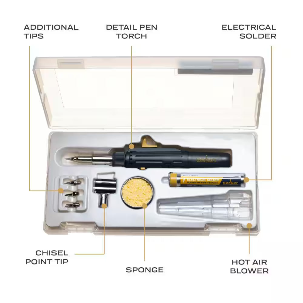 Detail Cordless Pen Torch Butane Torch Kit with 7 Settings and Case