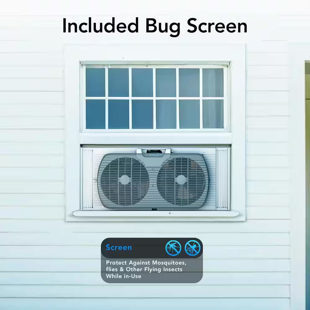 9 In. Electric Twin Window Fan with 3 Fan Speeds, Quiet Setting, White