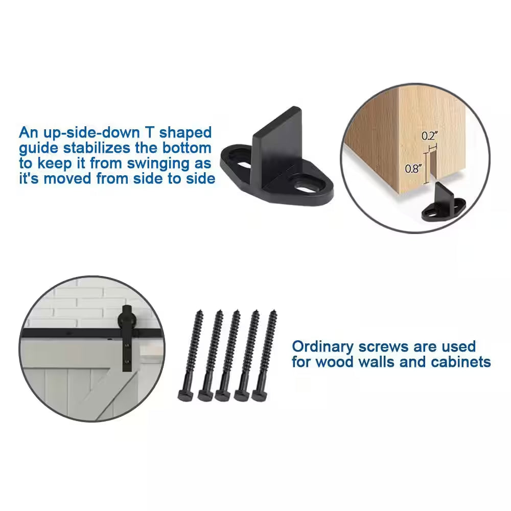 6.6 Ft./79 In. Black Sliding Barn Door Track and Hardware Kit with I-Shape Hanger for Single Door