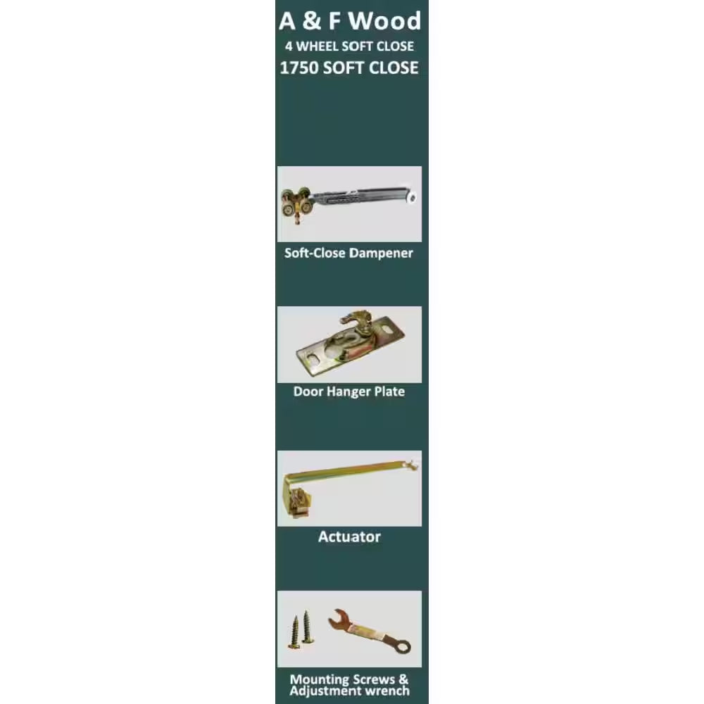 A & F Wood 1750 Soft Close or Soft Open Pocket Door Hardware Kit