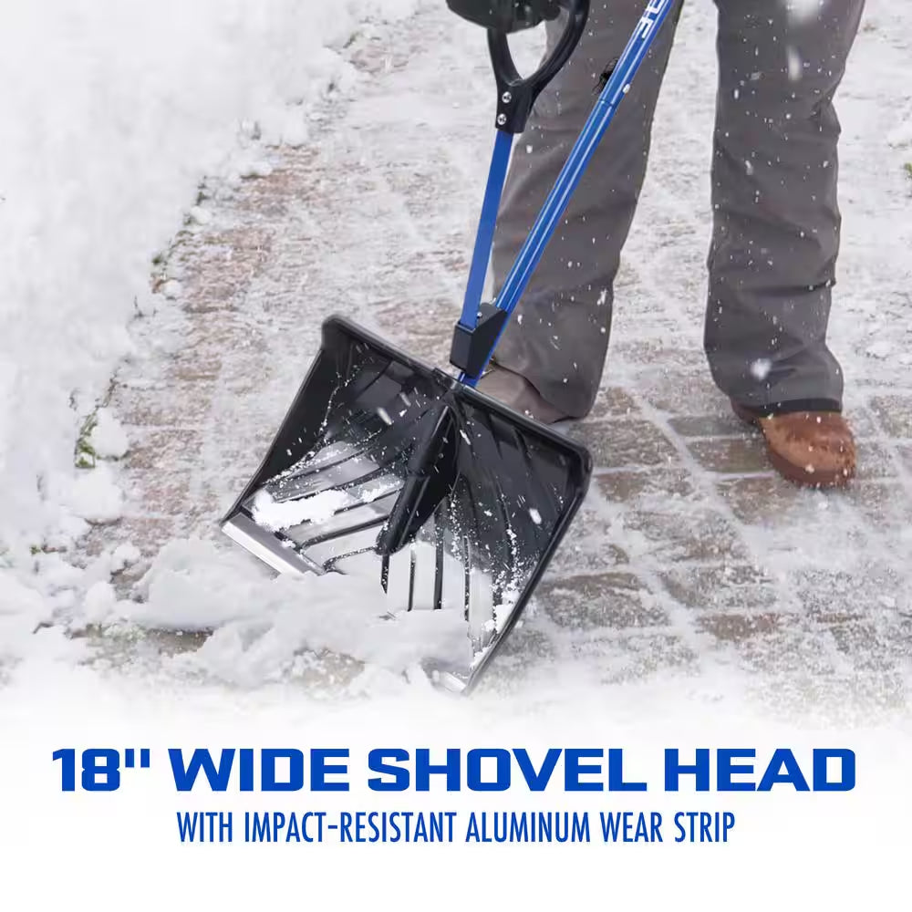41.3 In. Shovelution Strain-Reducing Snow Shovel with Spring-Assist Metal Handle and 18 In. Aluminum Wear Strip Blade