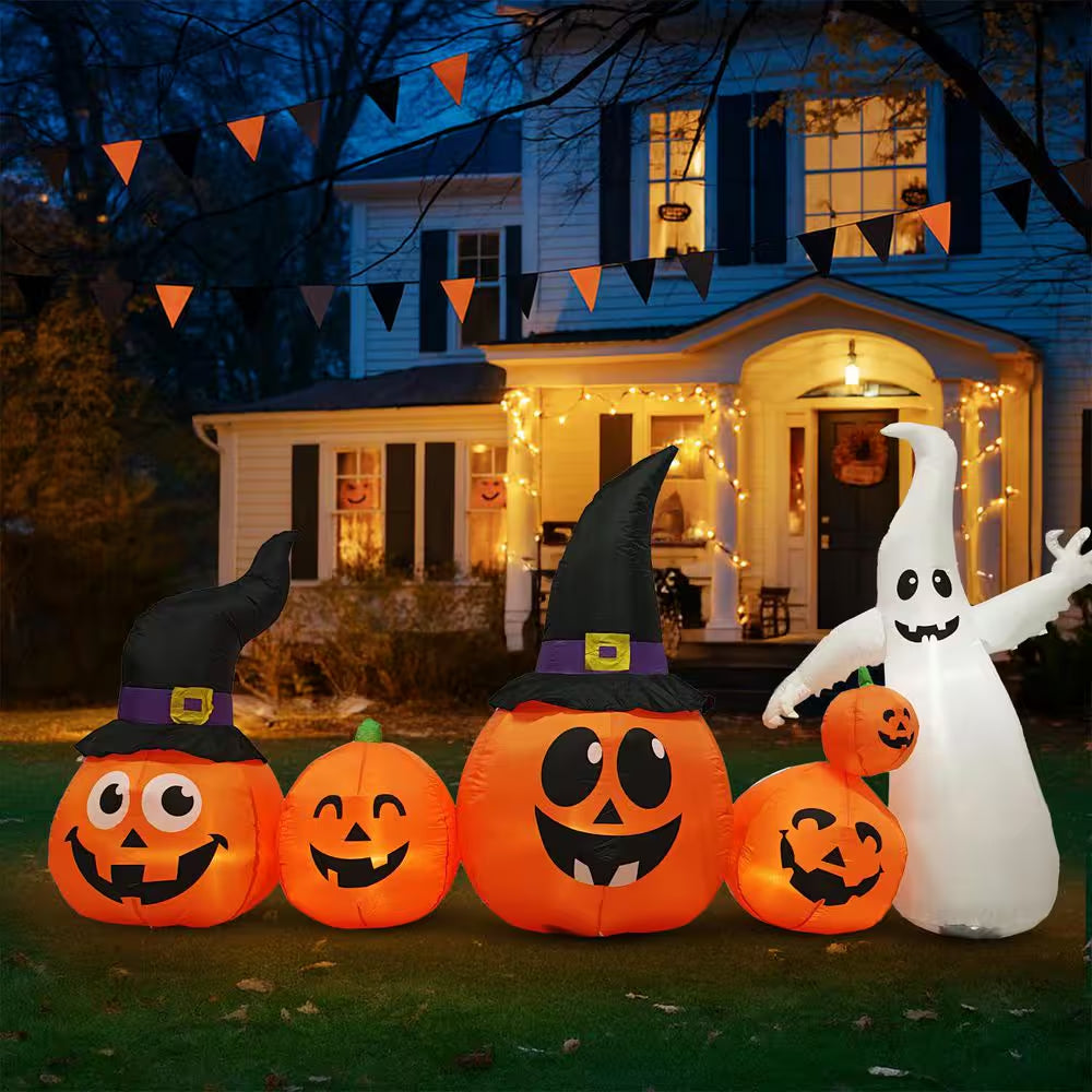 12 Ft. LED Pumpkins Ghost Halloween Inflatable Outdoor Decorations