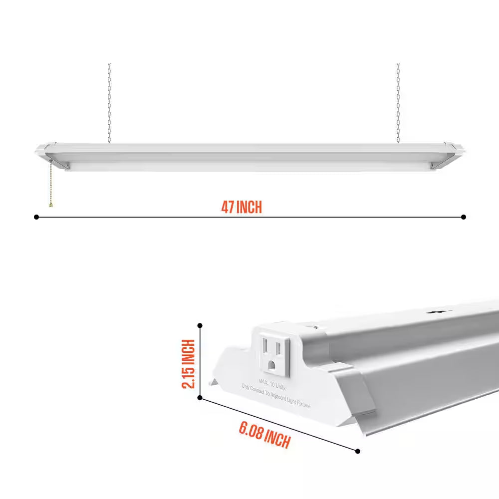 4 Ft. 50-Watt 6000 Lumen LED Shop Light, White, 2 Pack