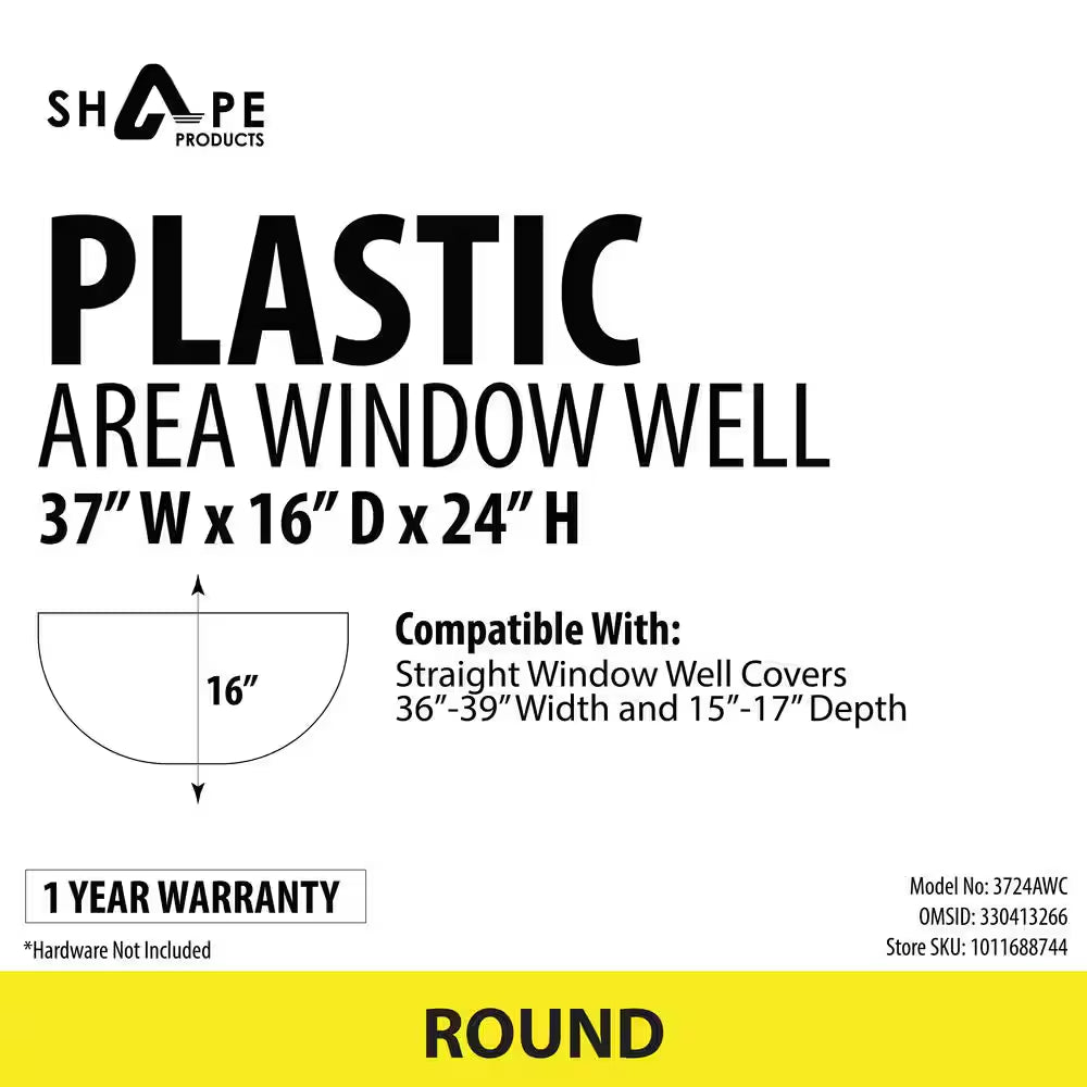 37 In. X 24 In. round Plastic Window Well