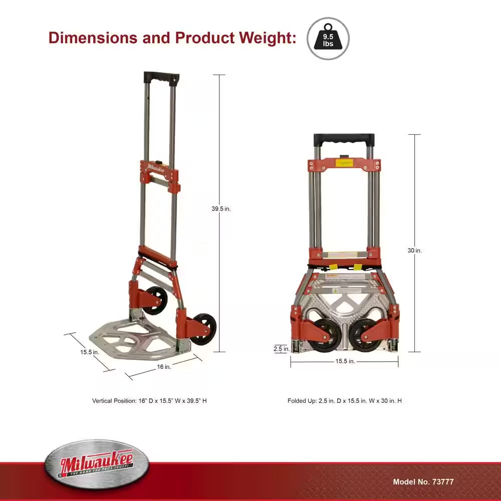 150 Lbs. Convertible Fold-Up Steel Hand Truck with One 60 In. Bungee Cord