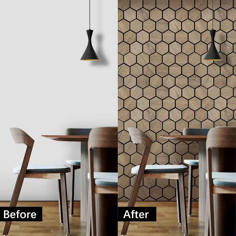 0.7 In. X 2 Ft. X 2.5 Ft. Natural Walnut Wood Acoustic Panels, Brown MDF Decorative Wall Paneling (4-Piece/Box)