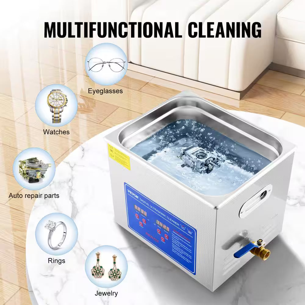 Ultrasonic Machine 10L Ultrasonic Cleaning Machine 40 KHZ with Digital Timer and Heater Professional