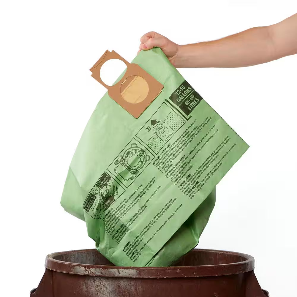 Genuine VF3602 Wet Dry Vac Cyclonic Dry Pick-Up Only Dust Bags for Select 12-16 Gal.  Shop Vacuums, Size a (2Pk)