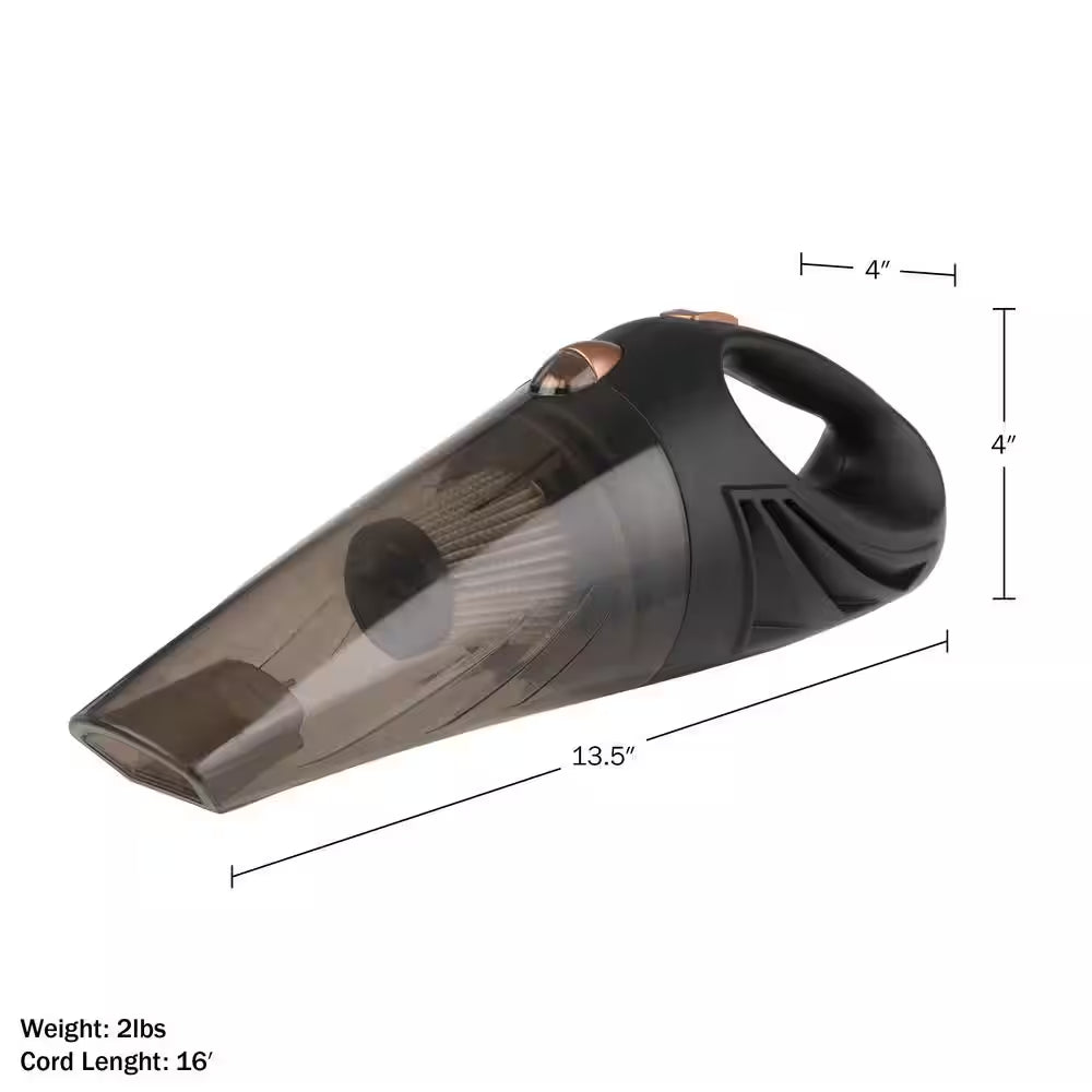 12V High-Powered Handheld Vacuum with Detailing Attachments - Travel Case Included for Car or Home