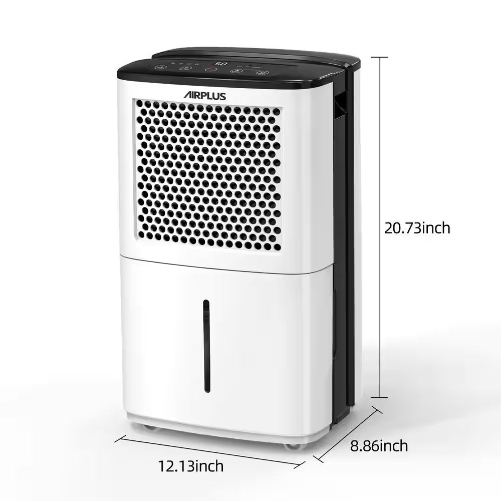 38 Pt. 2000 Sq. Ft. Portable Dehumidifier in White with 8.03 Pt. Bucket, Auto Defrost, Anionic Air Mode, 2-Fan Speeds