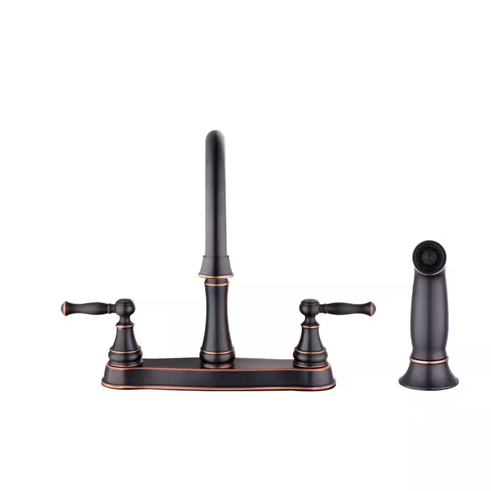 Fairway Double-Handle Standard Kitchen Faucet with Side Sprayer in Bronze