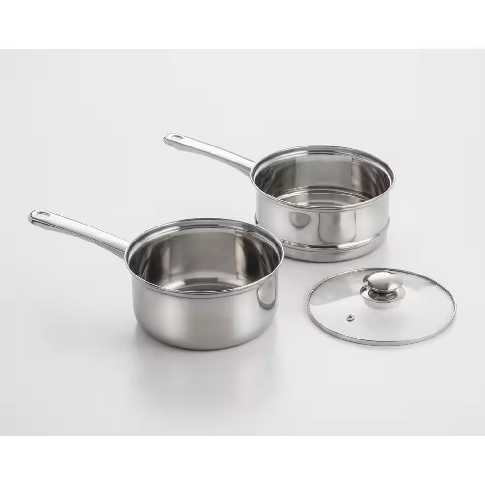 3-Piece 2.5 Qt Stainless Steel Double Boiler with Lid
