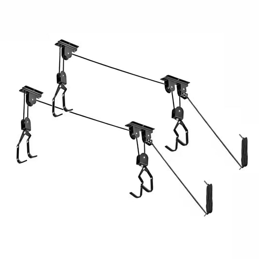 Black 2-Bike Ceiling Mount Garage Bike Rack