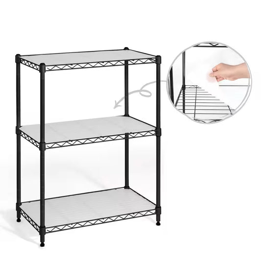 Black 3-Tier Adjustable Height Welded Steel Garage Storage Shelving Unit with Liner (24 In. W X 30 In. H X 14 In. D)