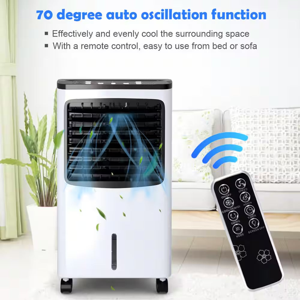 Portable Air Conditioner Evaporative Cooler Fan with 3-Modes and Speeds Home Office