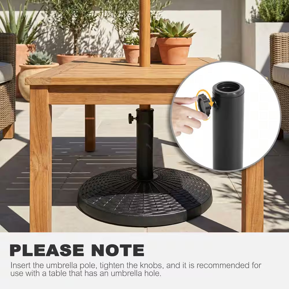 Black Resin and Concrete Outdoor 22 Lb. 18 In. round Patio Umbrella Base, for 1.5 In. Umbrella Poles
