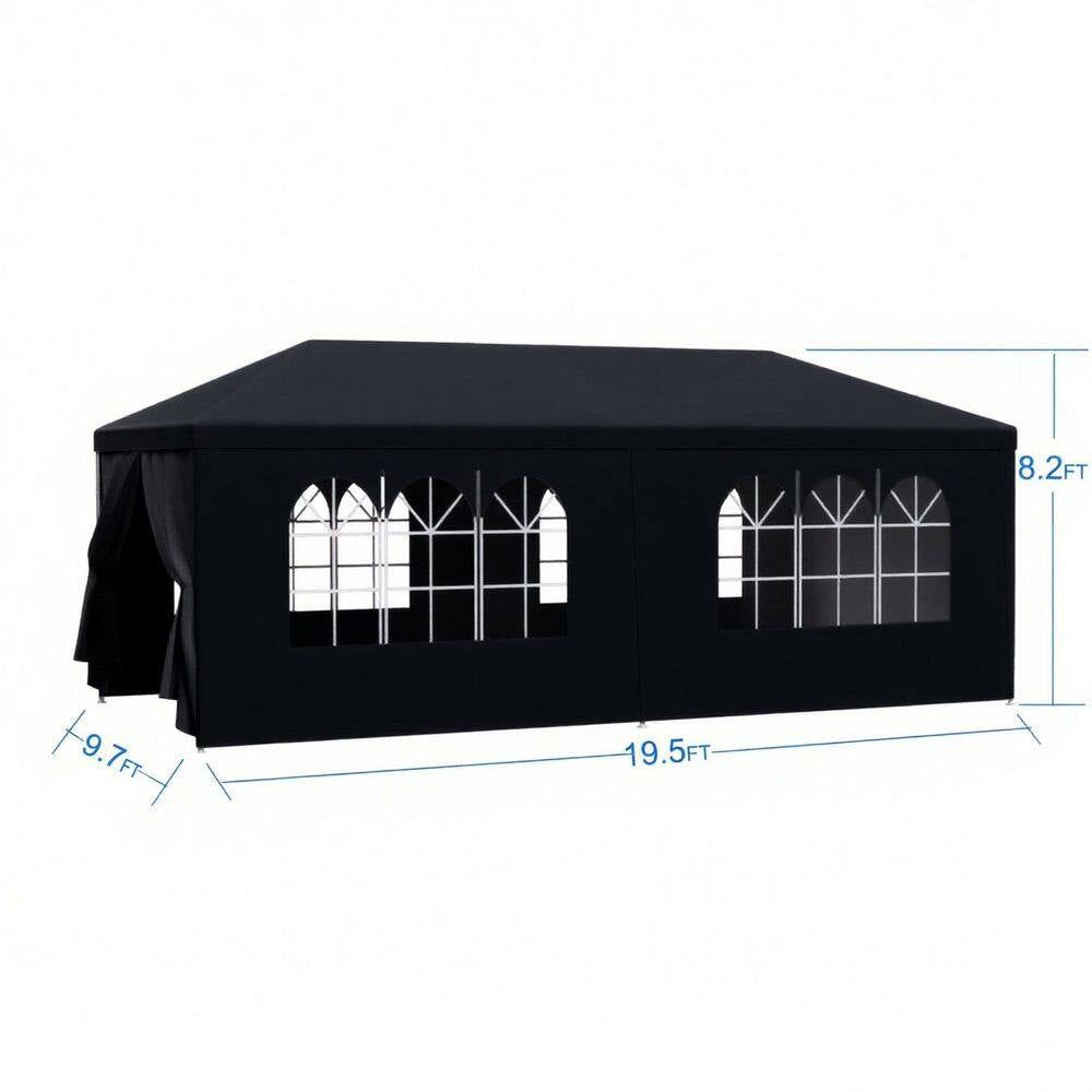 10 Ft. X 20 Ft. Black Outdoor Canopy with 6 Removable Sidewalls and Windows for Party