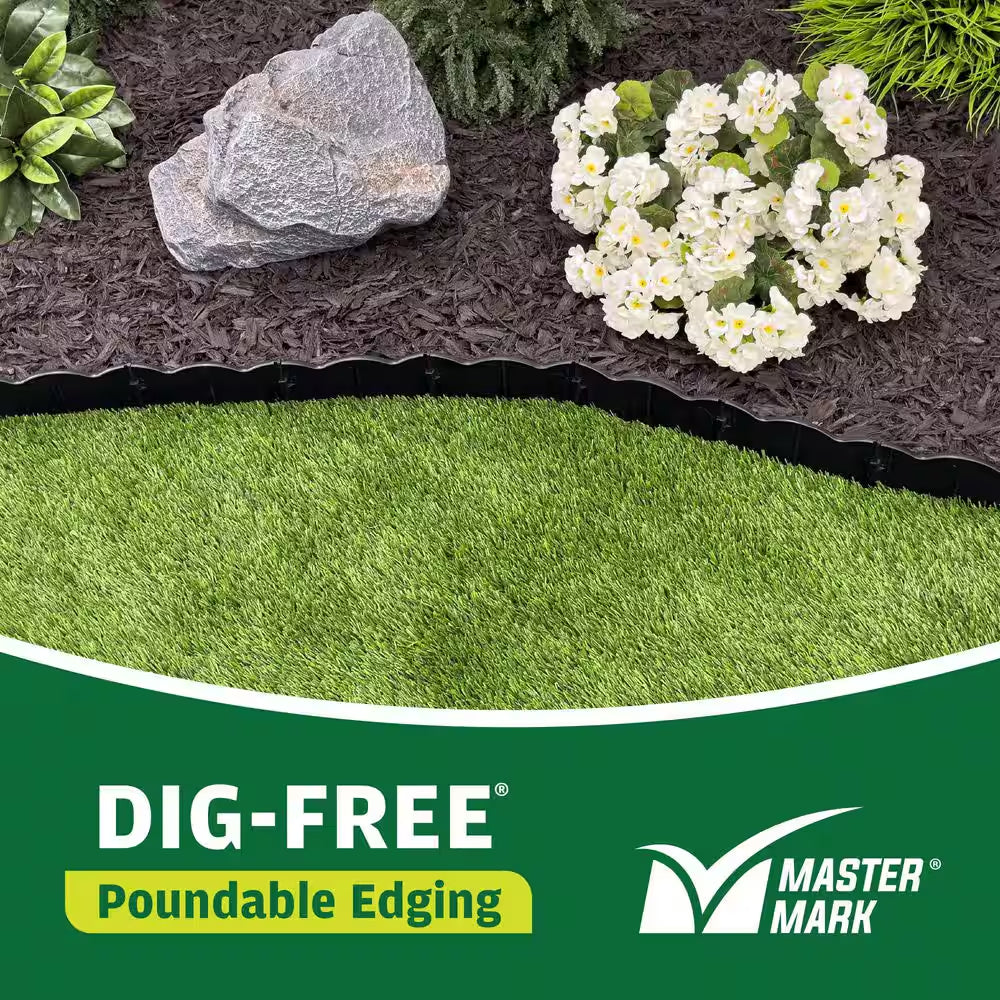 Border Master 20 Ft. Recycled Plastic Poundable Landscape Lawn Edging with Connectors Black