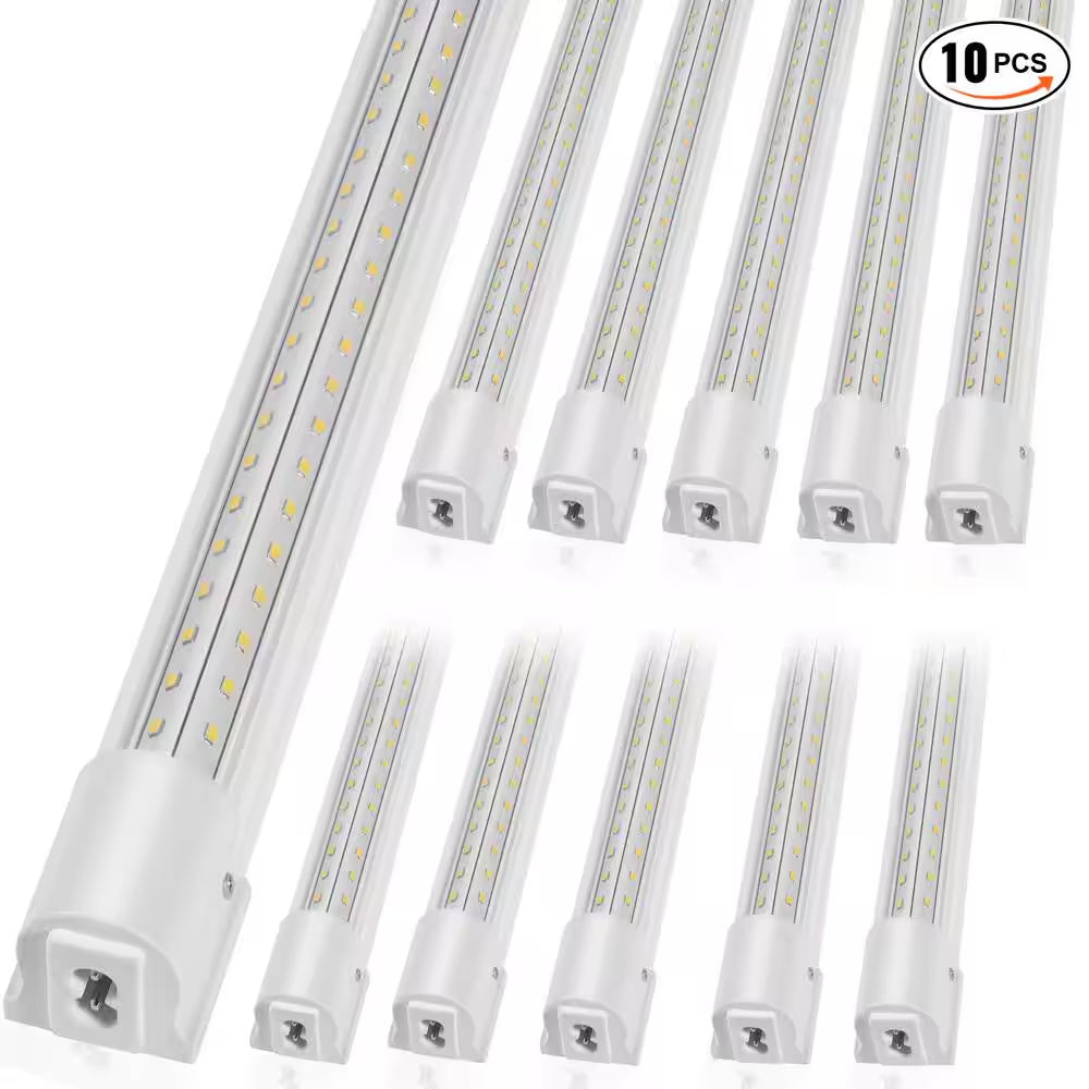 LED Ceiling Light 8 Ft. 80-Watt Equivalent Integrated LED Light 11000LM with ON/OFF Switch for Garage Home 10-Pack White
