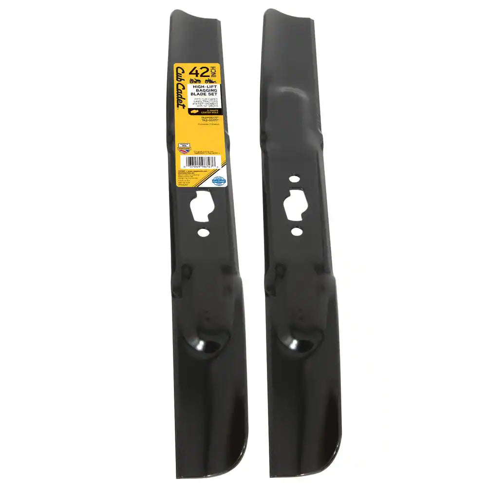 Original Equipment High Lift Blade Set for Select 42 In. Riding Lawn Mowers with S-Shape Center OE# 742-05177,742P05177