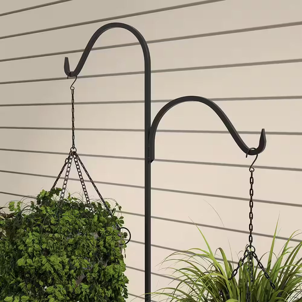 Fuchsia 84 In. Black Steel Double Shepherd Hook (15 Lbs. Max. Weight Capacity)