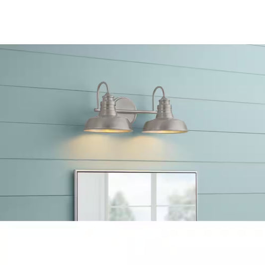 Elmcroft 18.25 In. 2-Light Brushed Nickel Farmhouse Vanity with Metal Shades