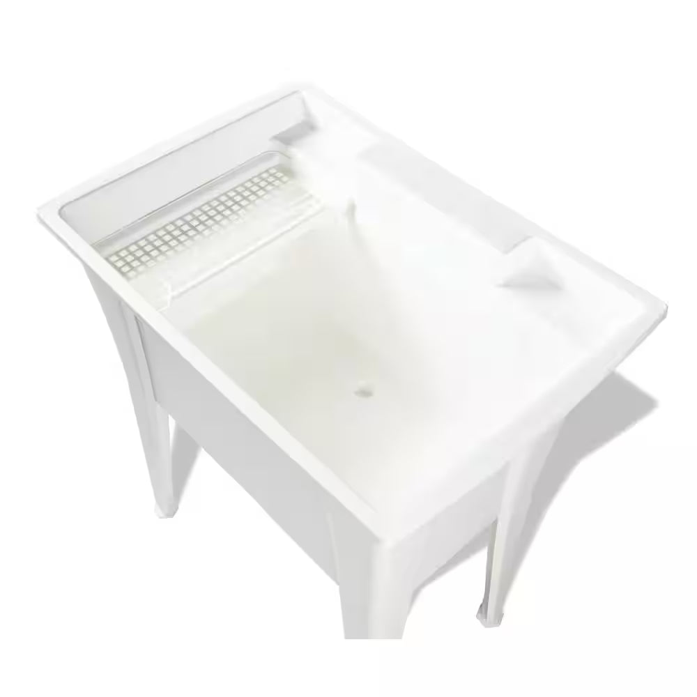 32 In. X 22 In. White Freestanding Utility/Laundry Sink