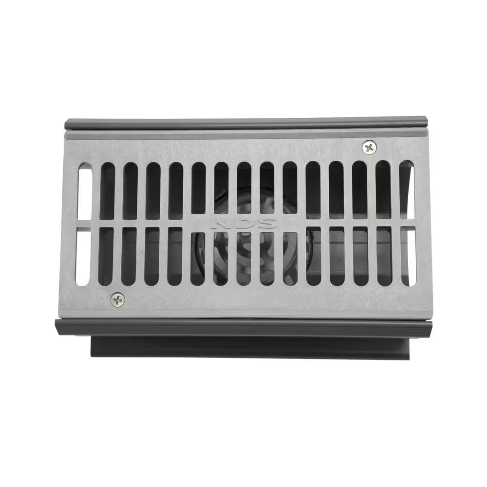 7 In. Spee-D Channel Drain with Grate and 3 In. and 4 In. Bottom Outlet