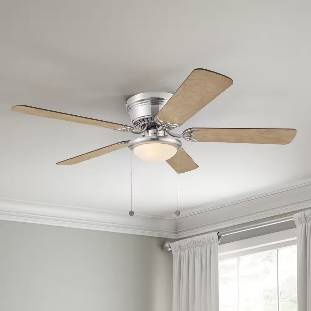 Hugger 52 In. LED Indoor Brushed Nickel Ceiling Fan with Light Kit