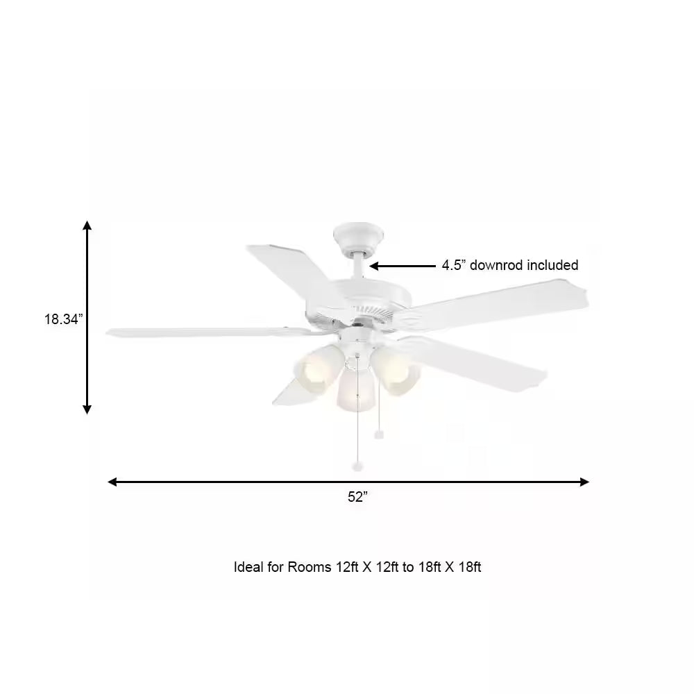 Brookhurst 52 In. LED Indoor White Ceiling Fan with Light Kit