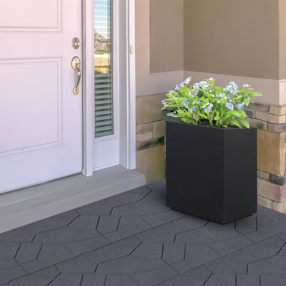 16 In. X 16 In. X 3/4 In. Gray Dual-Sided Rubber Paver (9-Pack)