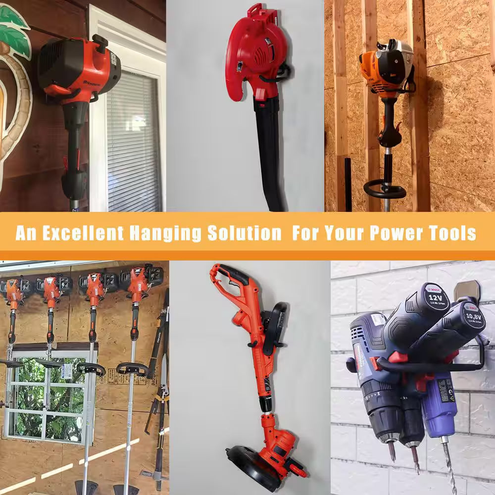 Garden Power Tool Hanger-4 Pack Heavy Duty Shed Hooks for String Trimmer, Weedeater, Tool Storage