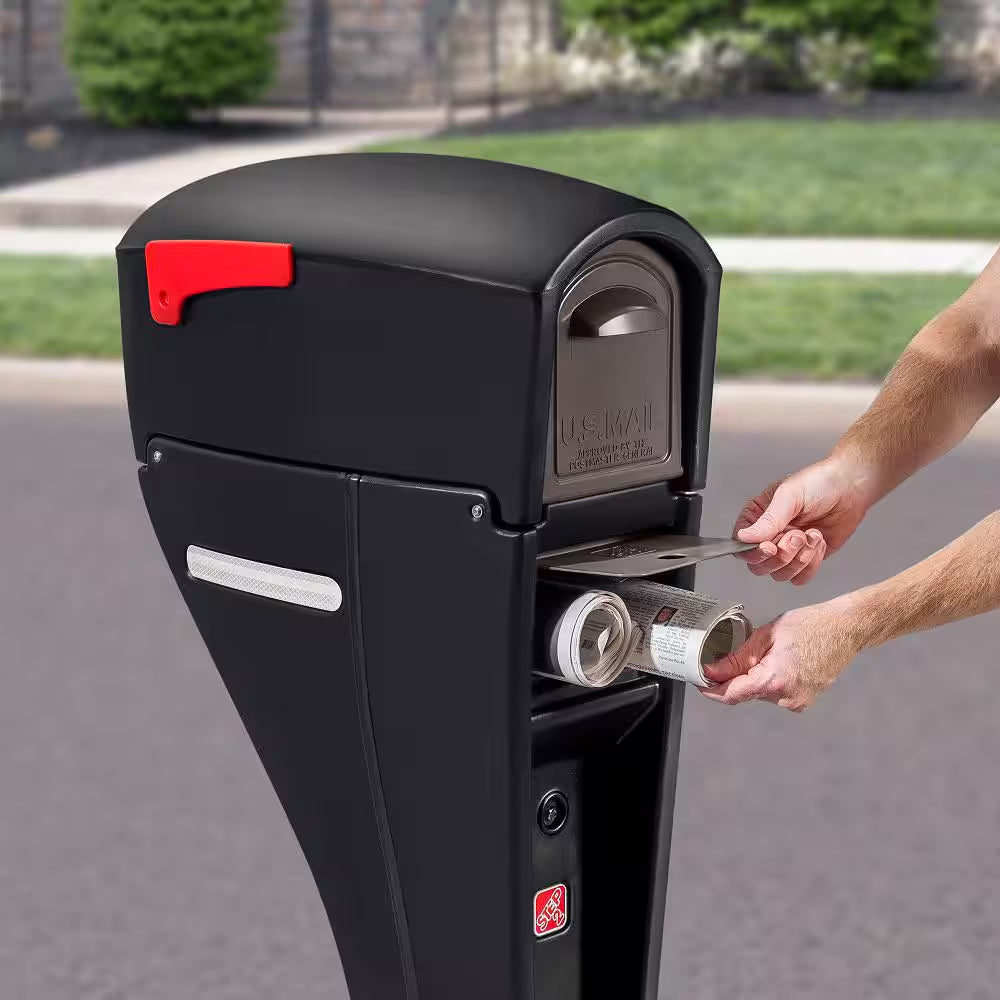 Mailmaster Streamline Large Resin Overpost Mailbox and Post Combo Black Onyx