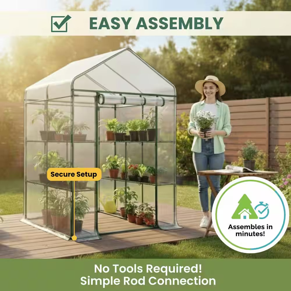 4.7 Ft. W X 4.7 Ft. D X 6.4 Ft. H Walk-In Indoor/Outdoor Greenhouse