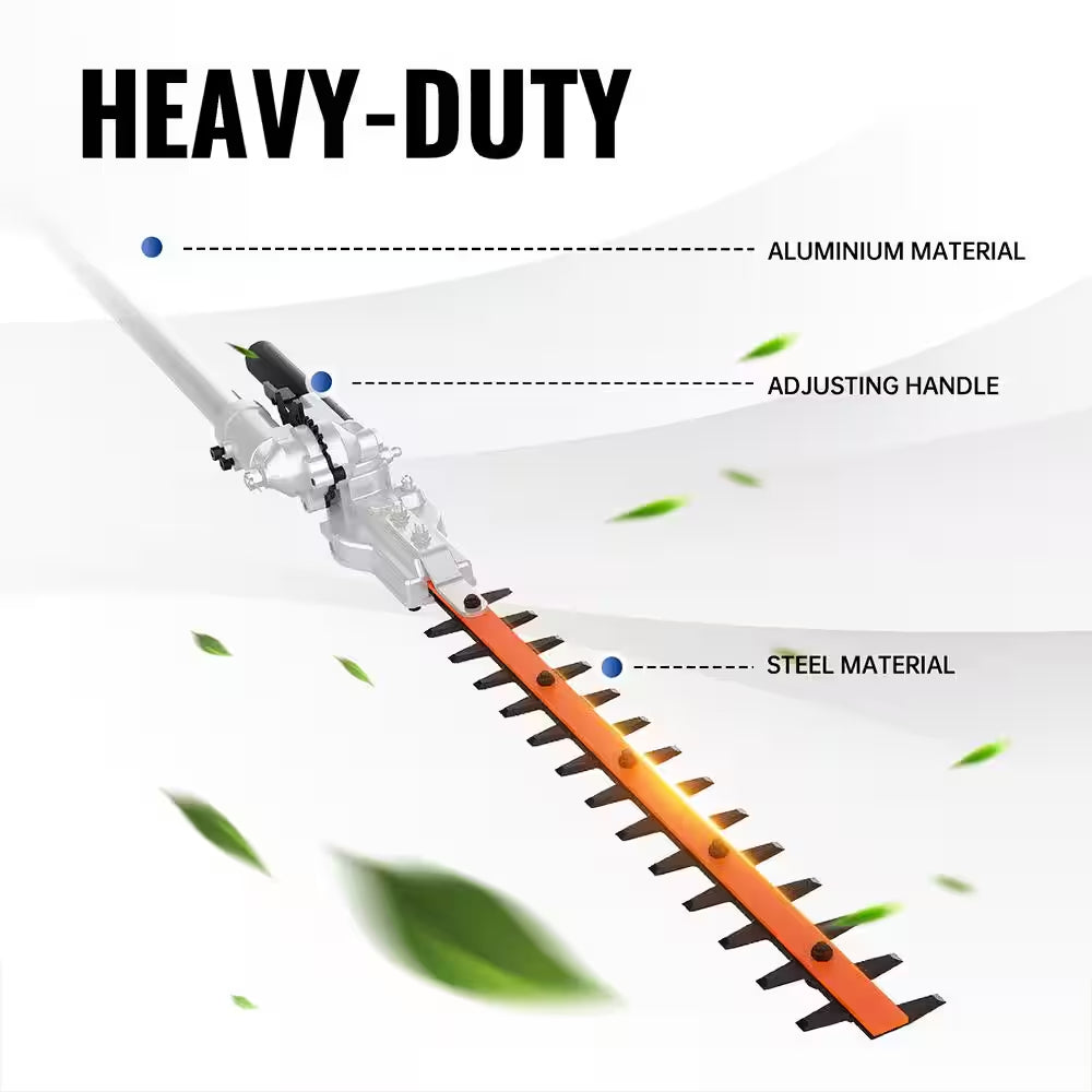 16 In. Hedge Trimmer Attachment Universal, Dual Action Articulating, Heavy Duty Steel Material, 12-Angle Positon
