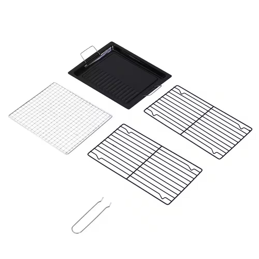 Portable Folding Charcoal BBQ Grill in Silver Stainless Steel Camp Picnic Cooker with a Large Non-Stick Cooking Space
